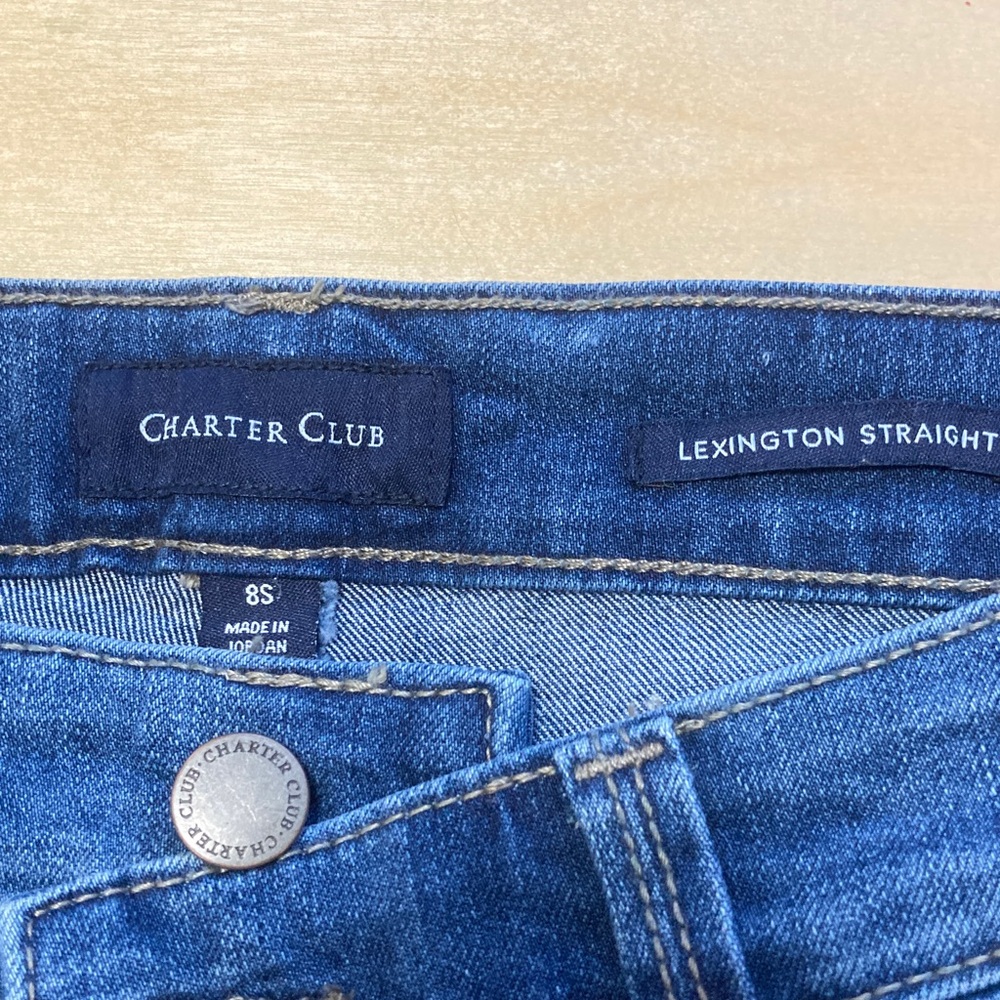 Charter Club Blue Denim Lexington Straight Jeans NWOT Petite / short - Picture 3 of 4